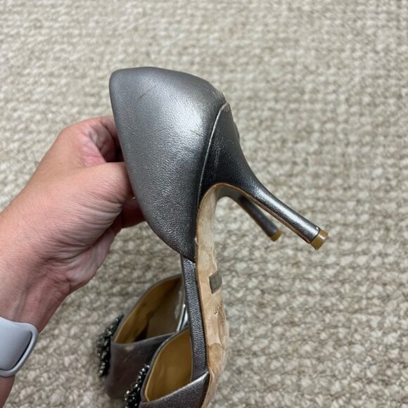 Badgley Mischka Petrina silver Satin Heels size 8.5 - Picture 4 of 14